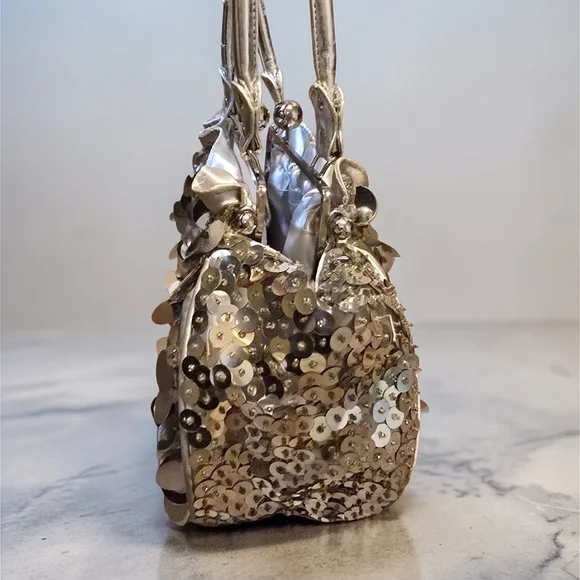 Y2K Vintage Silver Paillette Sequin Mini Bag - Picture 4 of 8